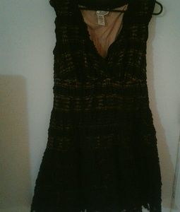 M.S.S.R.P Black lace dress with tan silk unerlinin
